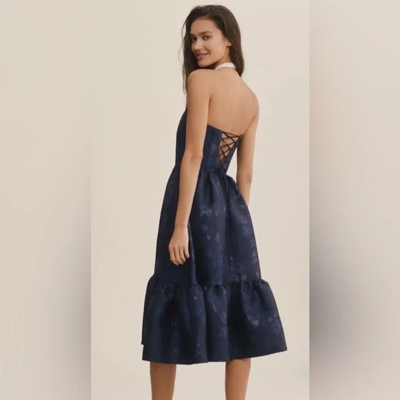 V. Chapman Virginia Tiered Strapless Corset Midi Dress - Picture 2 of 8